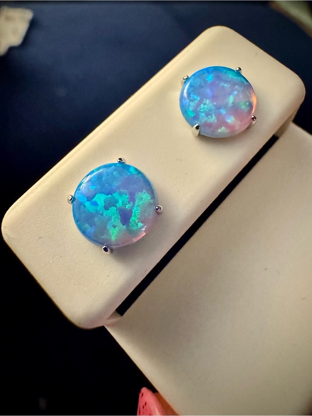NWT Blue opal & sterling silver stud earrings
